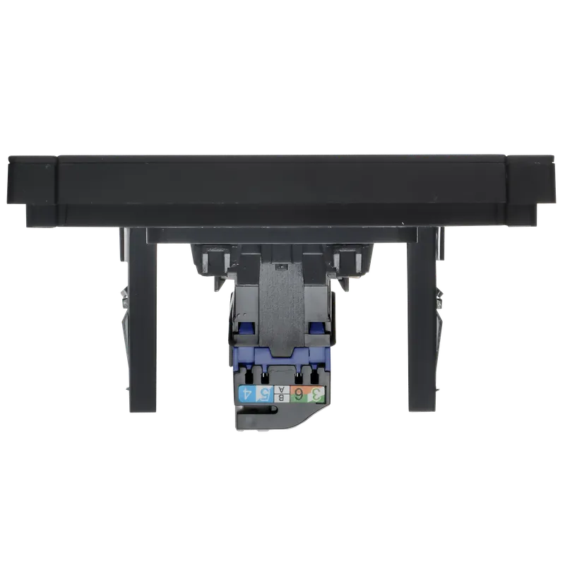 Розетка компьютерная RJ45, механизм с боковыми заглушками, cat. 6, металл, чёрная, FP131M