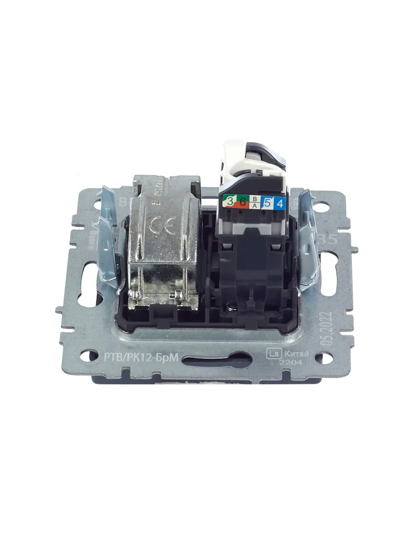 Розетка комбинированная, механизм, маренго: TV «папа», оконечная + RJ45, cat. 5e, РТВ/РК12-БрМ