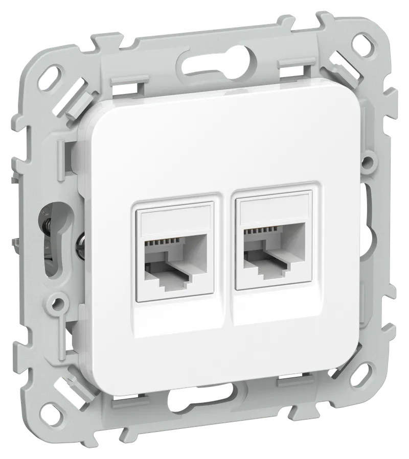 Розетка комбинированная, механизм, белая: RJ11 + RJ45, cat. 5e, РКТ5е/3-2-0-ФлБ