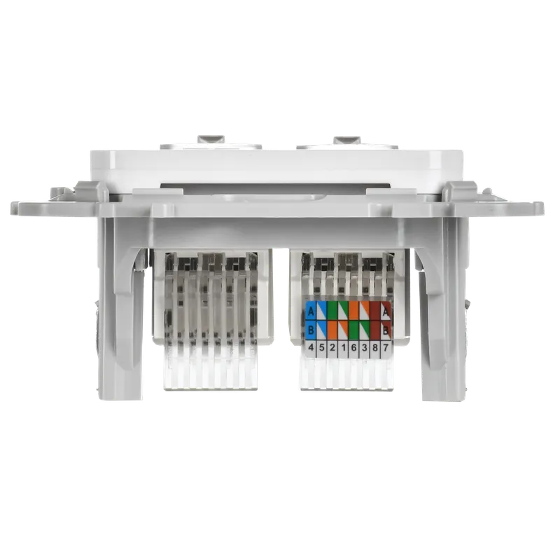 Розетка комбинированная, механизм, белая: RJ11 + RJ45, cat. 5e, РКТ5е/3-2-0-ФлБ