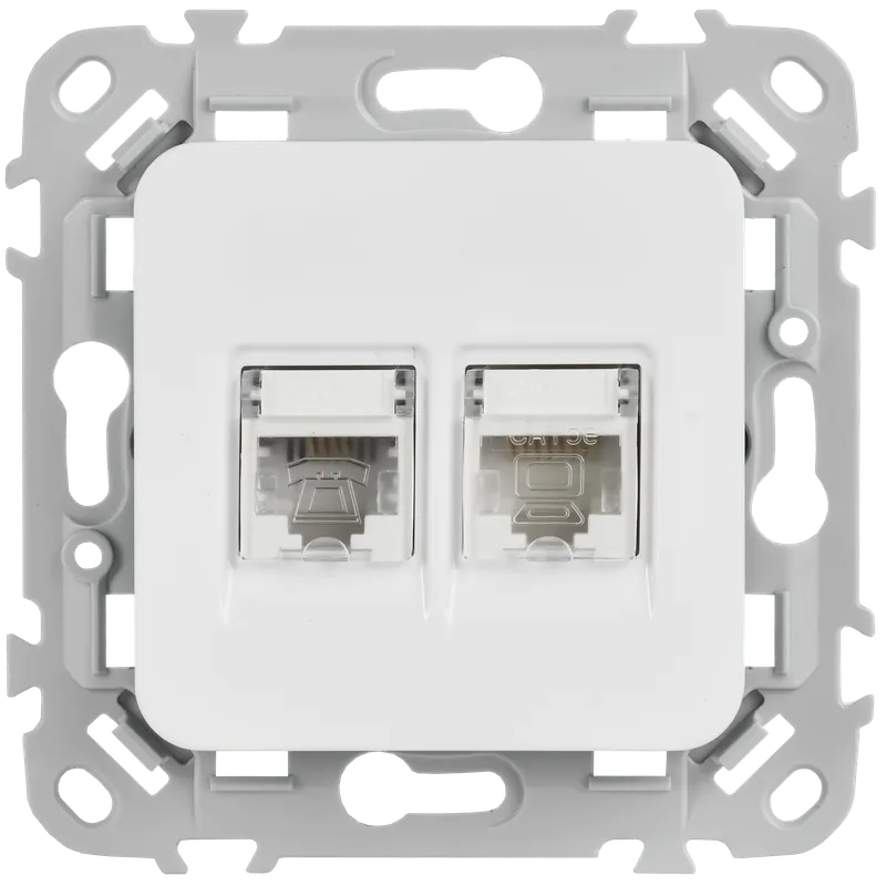 Розетка комбинированная, механизм, белая: RJ11 + RJ45, cat. 5e, РКТ5е/3-2-0-ФлБ