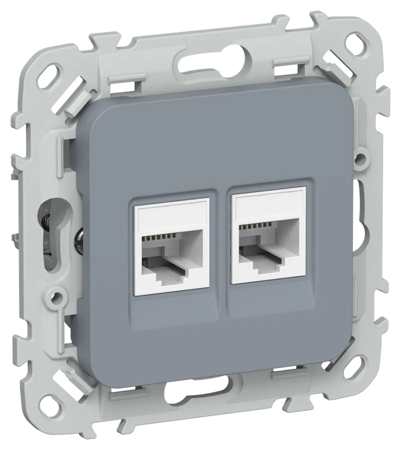 Розетка комбинированная, механизм, маренго: RJ11 + RJ45, cat. 5e, РКТ5е/3-2-0-ФлМ