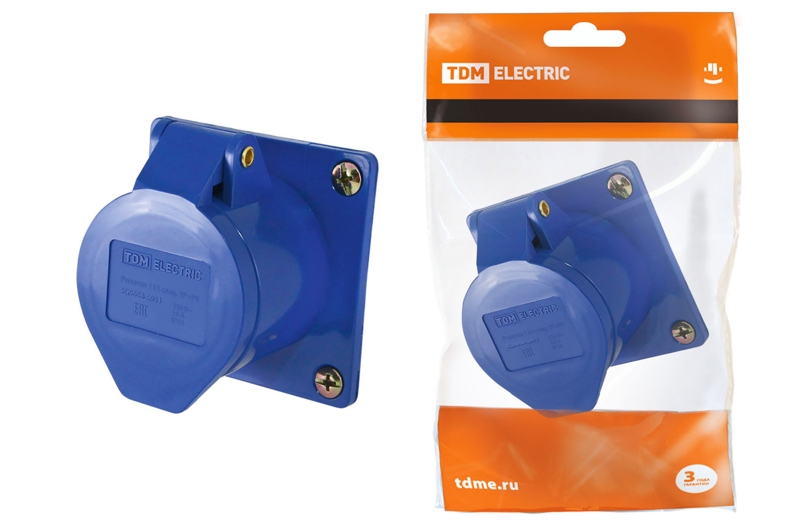 Розетка 413 скрытой установки 2P+PE 16А 220В IP44