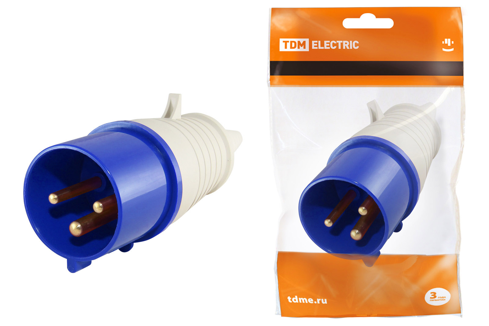 Вилка 013 переносная 2P+PE 16А 220В IP44